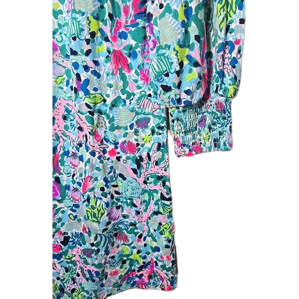 Lilly Pulitzer Tropical Ocean Shell Print Tunic Top Size Medium Style 008783 t10 - Picture 4 of 8
